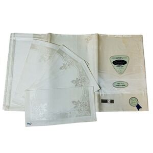 Bardwil Damask‎ Tablecloth Arbor Rose Hand Hemmed Napkins Set Japan 52x52